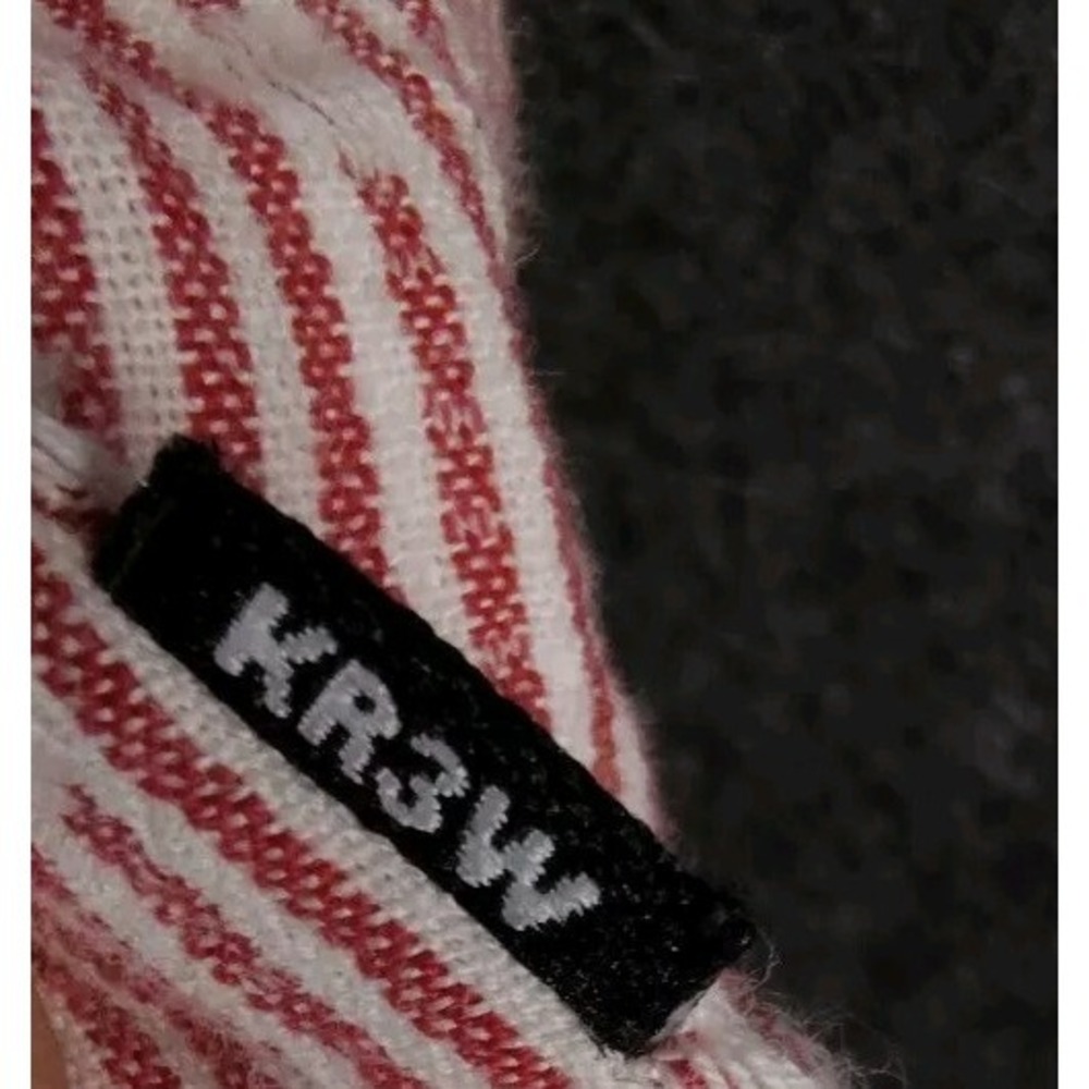 ✅👔🚨🎁🎄Rare KR3W Mens L Buttoned Up Collar Long Sleeve Shirt Red/White 📸SEE📏 - Picture 9 of 16
